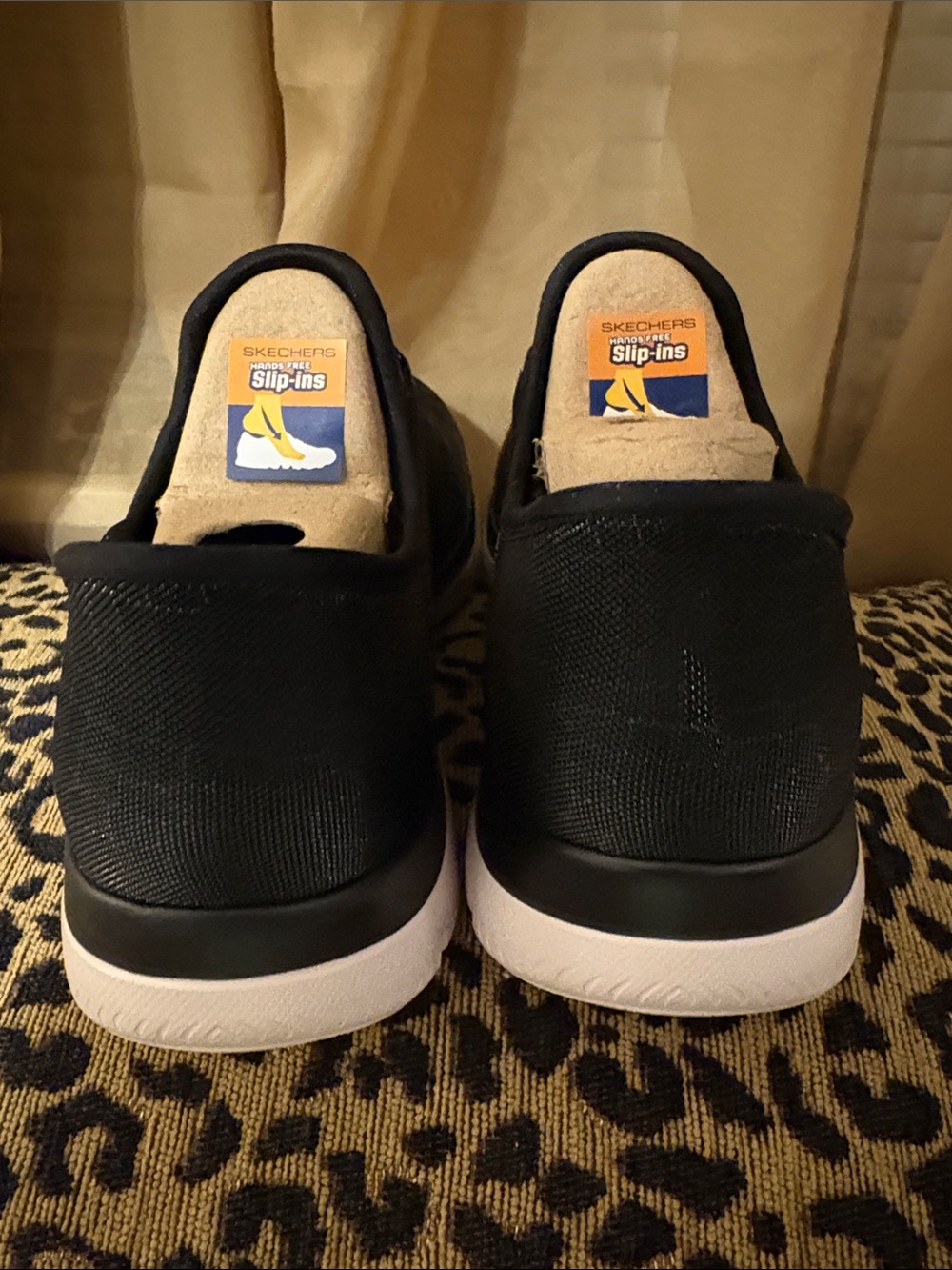 Skechers Women’s Black Slip-On Sneakers with Rose Gold Accents - Picture 4 of 5